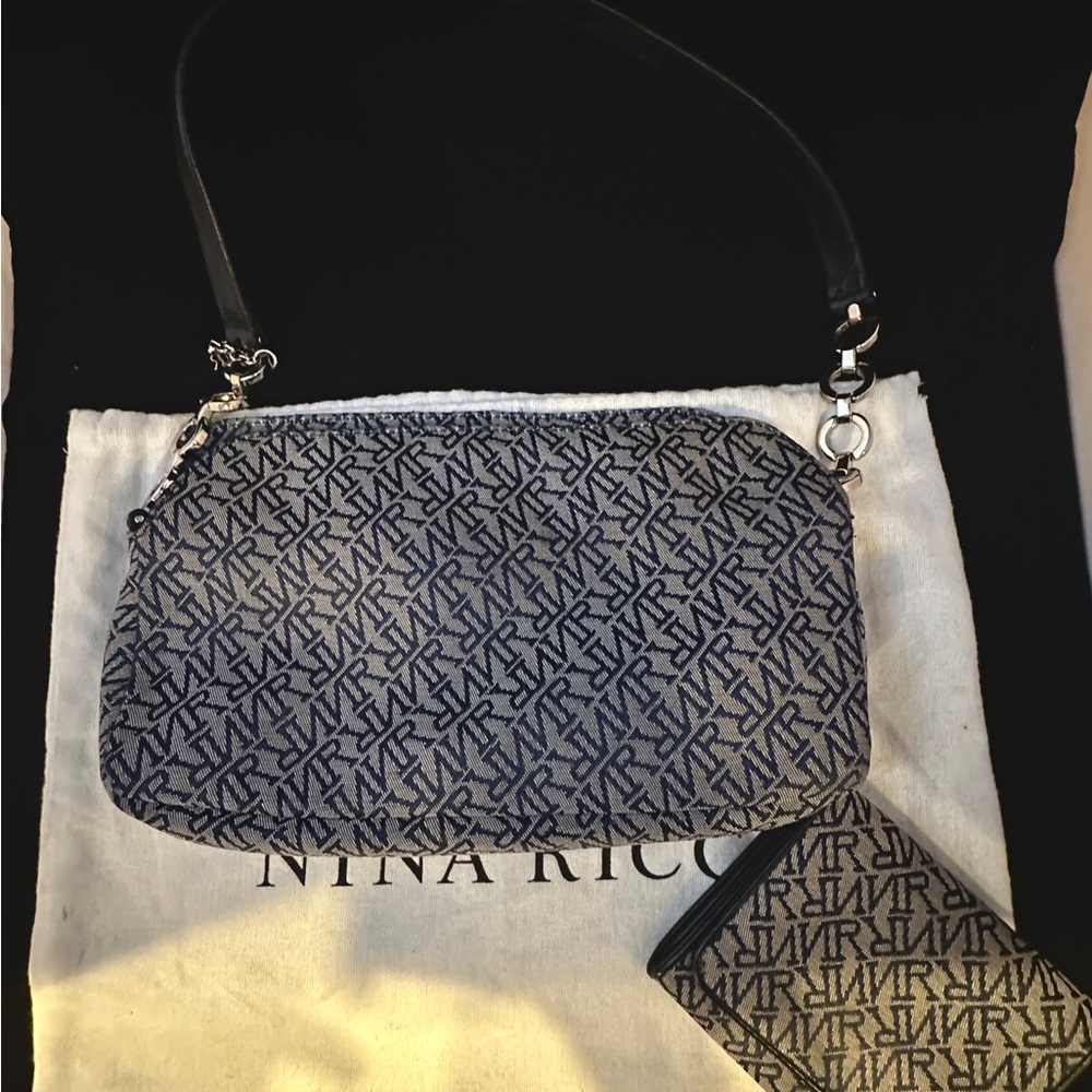 Nina Ricci Black and Gray Women's Shoulder Bag and Wallet